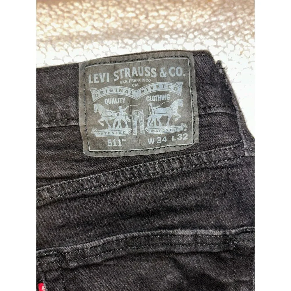 Y2K Streetwear Classic Black Levi's 511 Slim Fit Jeans W34 L32 Minimalist